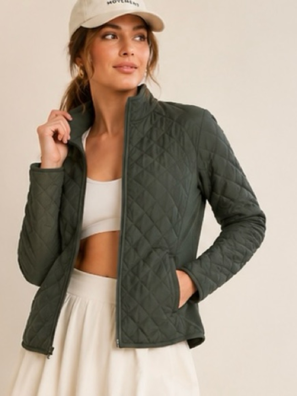 Swing Control Quilted Rib Performance Jacket Olive Green Size Medium